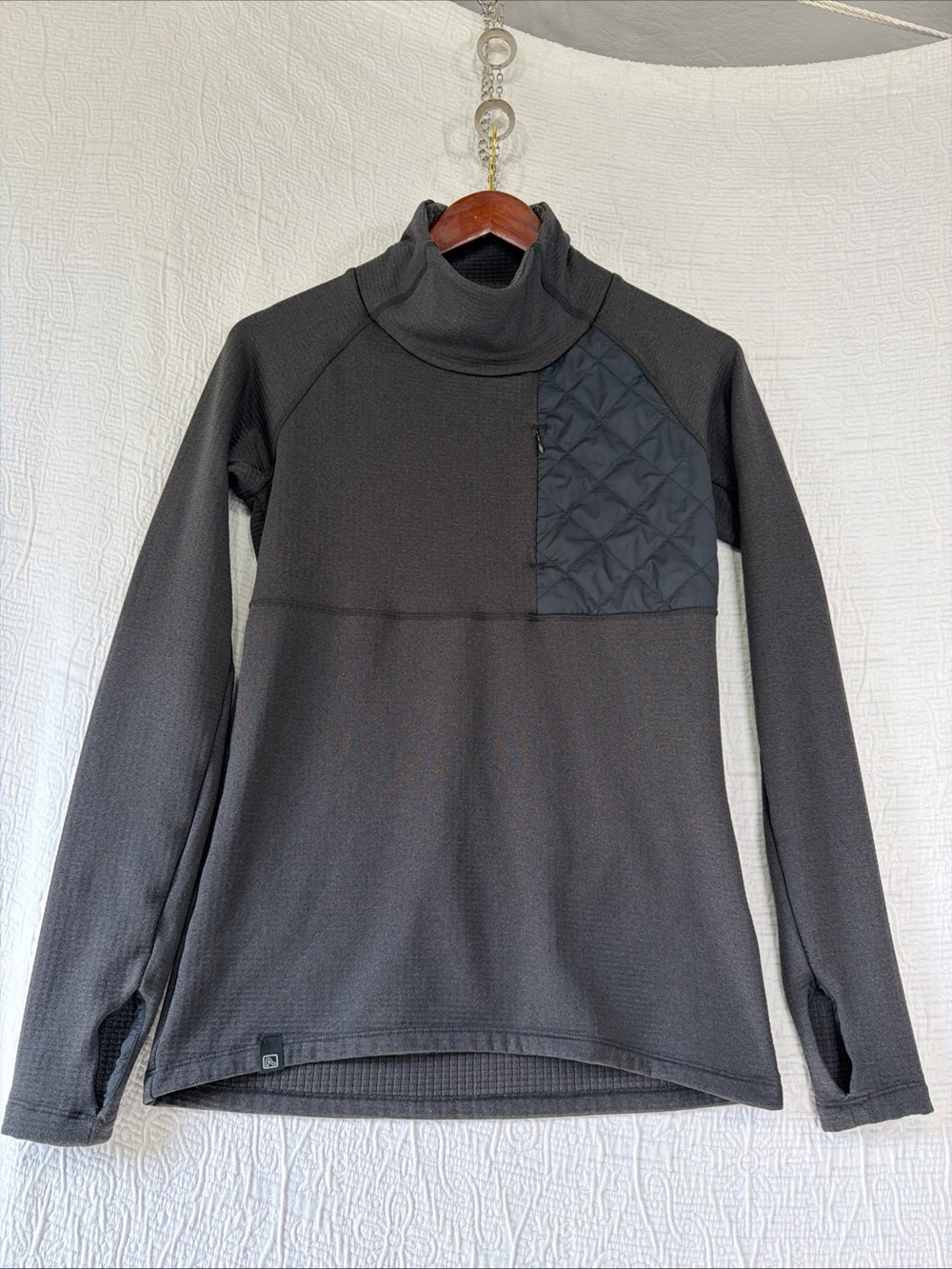 Flylow Sondra Fleece Sweatshirt Womens XS Water Repellent Pullover Quilted Grid